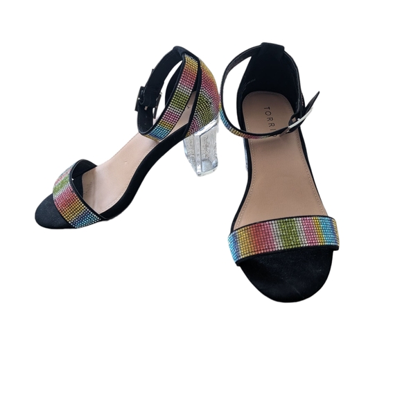 torrid Shoes - Torrid Clear heel Sandals with Beaded Straps Sz.7.5WW
